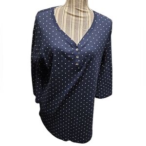 Croft & Barrow Navy Polka Dot Top